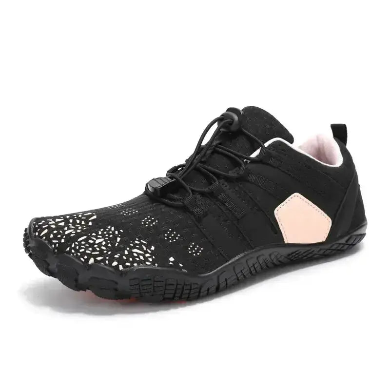 Plush Fashion Hub breathable mesh athletic sneakers for women with elastic lock laces, lightweight and comfortable footwear.