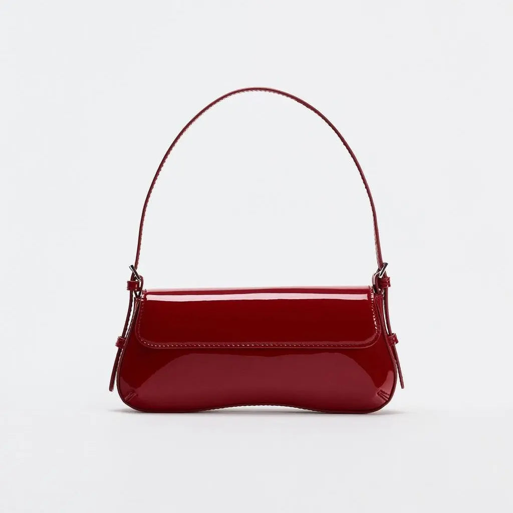 Elegant Red Baguette Armpit Bag - Must-Have Autumn Fashion Simple Commuter & Retro Shoulder Bag hobo Plush Fashion Hub