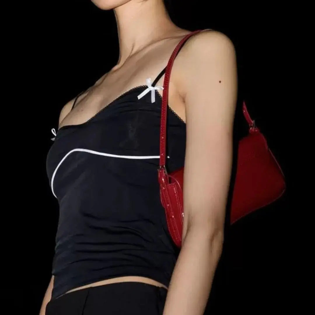 Elegant Red Baguette Armpit Bag - Must-Have Autumn Fashion Simple Commuter & Retro Shoulder Bag hobo Plush Fashion Hub