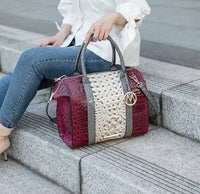 “Ember” Crocodile-Embossed Satchel Bag OyeraCharisma