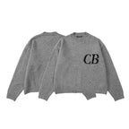 Unisex Casual Oversized CB Letter Knit Crew Neck Sweater