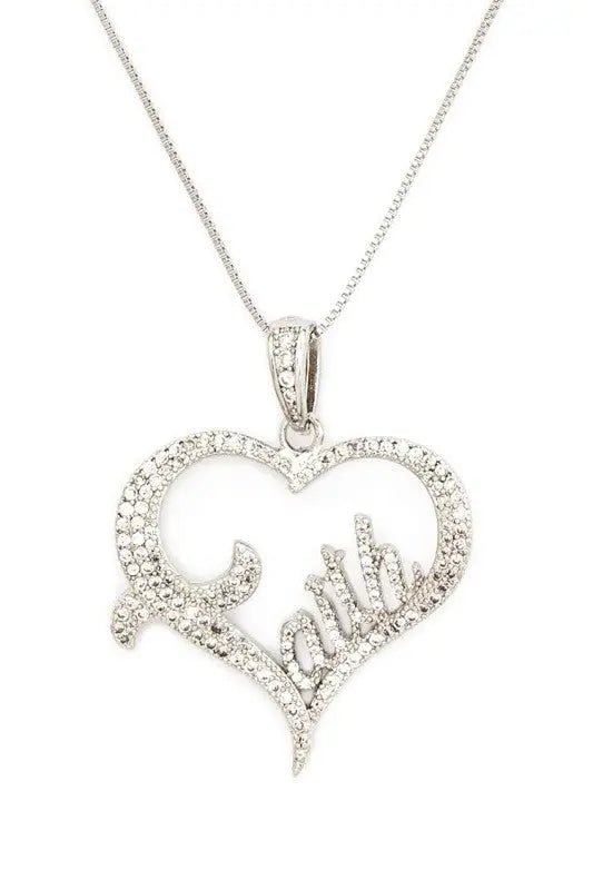 FAITH Cubic Zirconia Heart Pendant Necklace OyeraCharisma