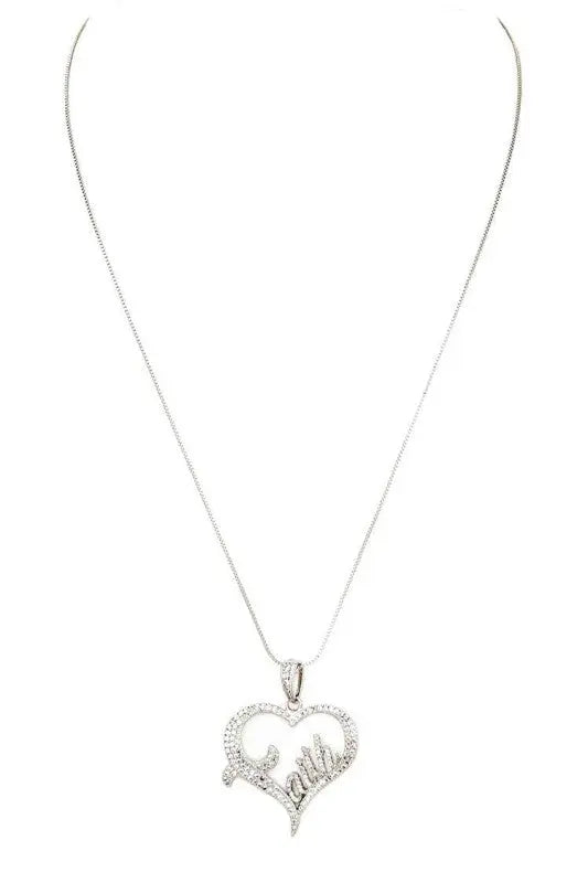 FAITH Cubic Zirconia Heart Pendant Necklace OyeraCharisma