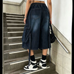 Women's Washed Denim Drawstring Elastic Waist Casual Pants