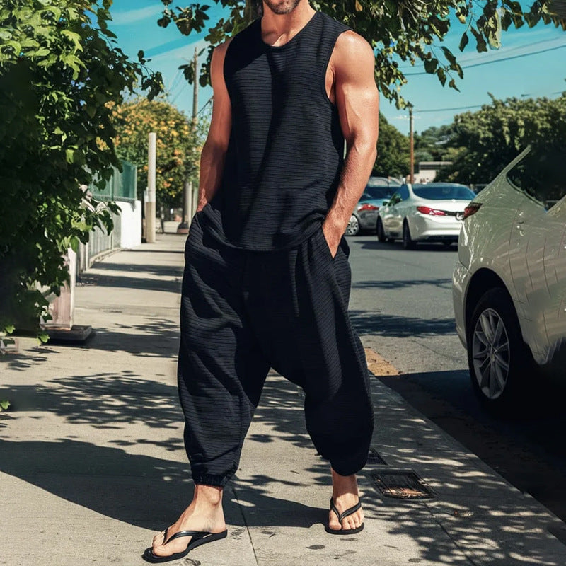 eprolo summer sleek sleeveless two-piece lounge set, stylish tops with a relaxed fit and lightweight fabric for warm weather.