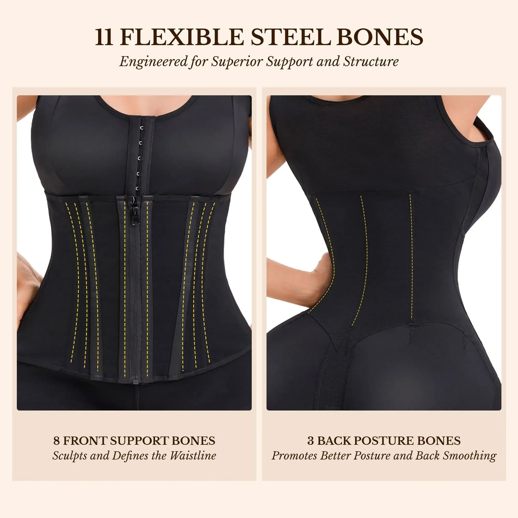Overbust Colombian shapewear bodysuit with tummy control, designed by Plush Fashion Hub, featuring smooth fabric and shaping panels.