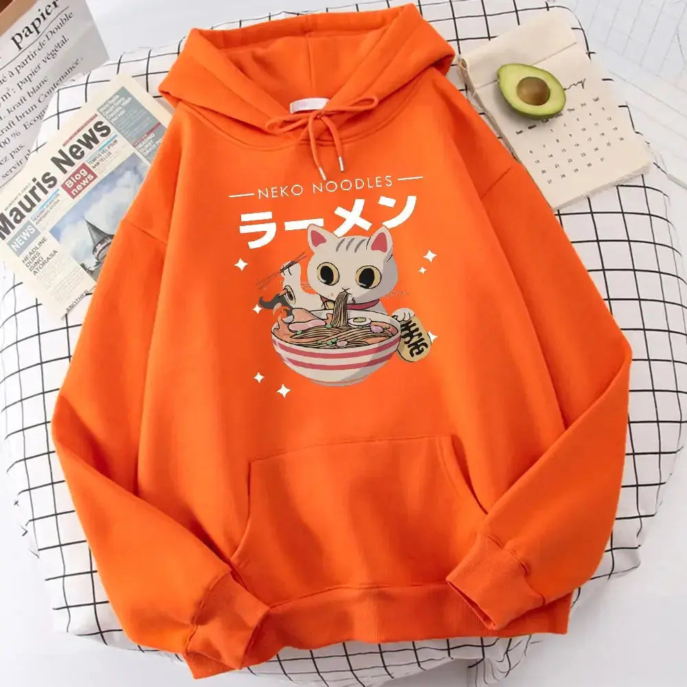 Women’s retro cat print pullover sweatshirt by Plush Fashion Hub featuring cozy soft fabric and graphic crewneck design.