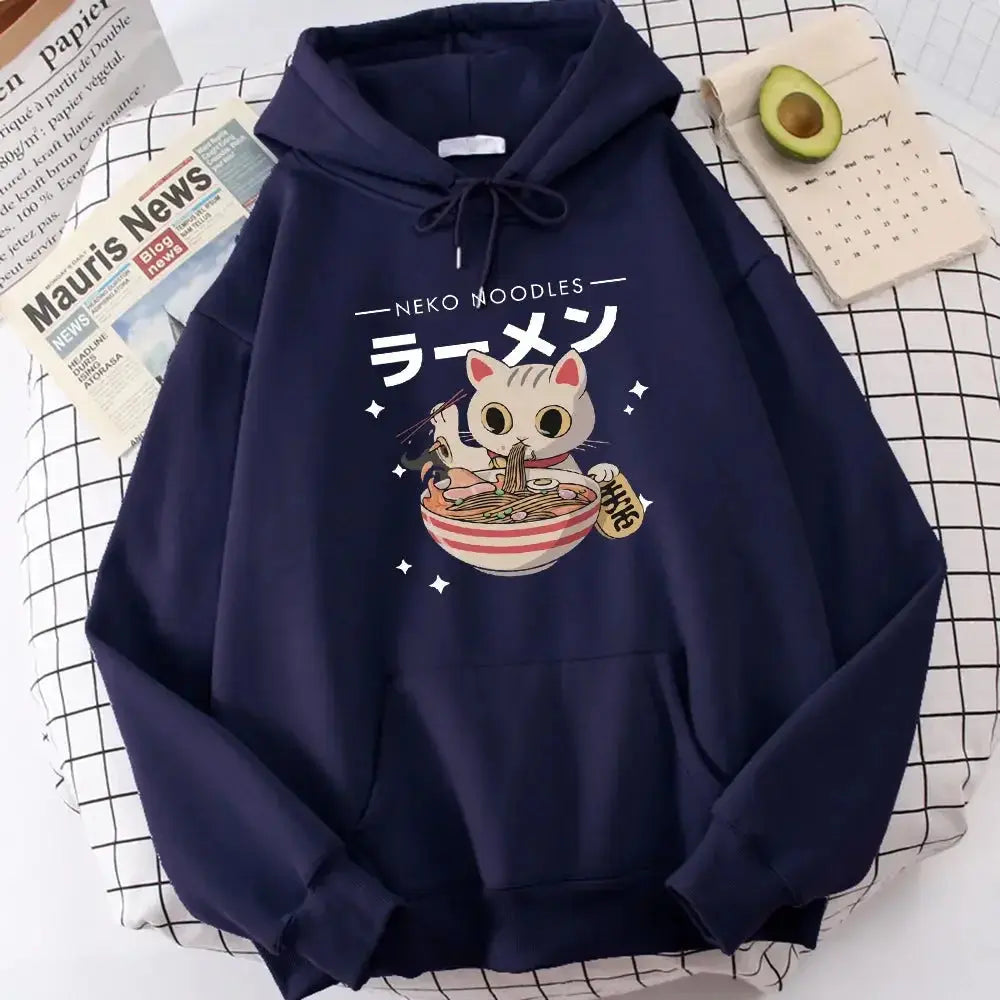 Women’s retro cat print sweatshirt by Plush Fashion Hub featuring a cozy crewneck and soft, graphic design.