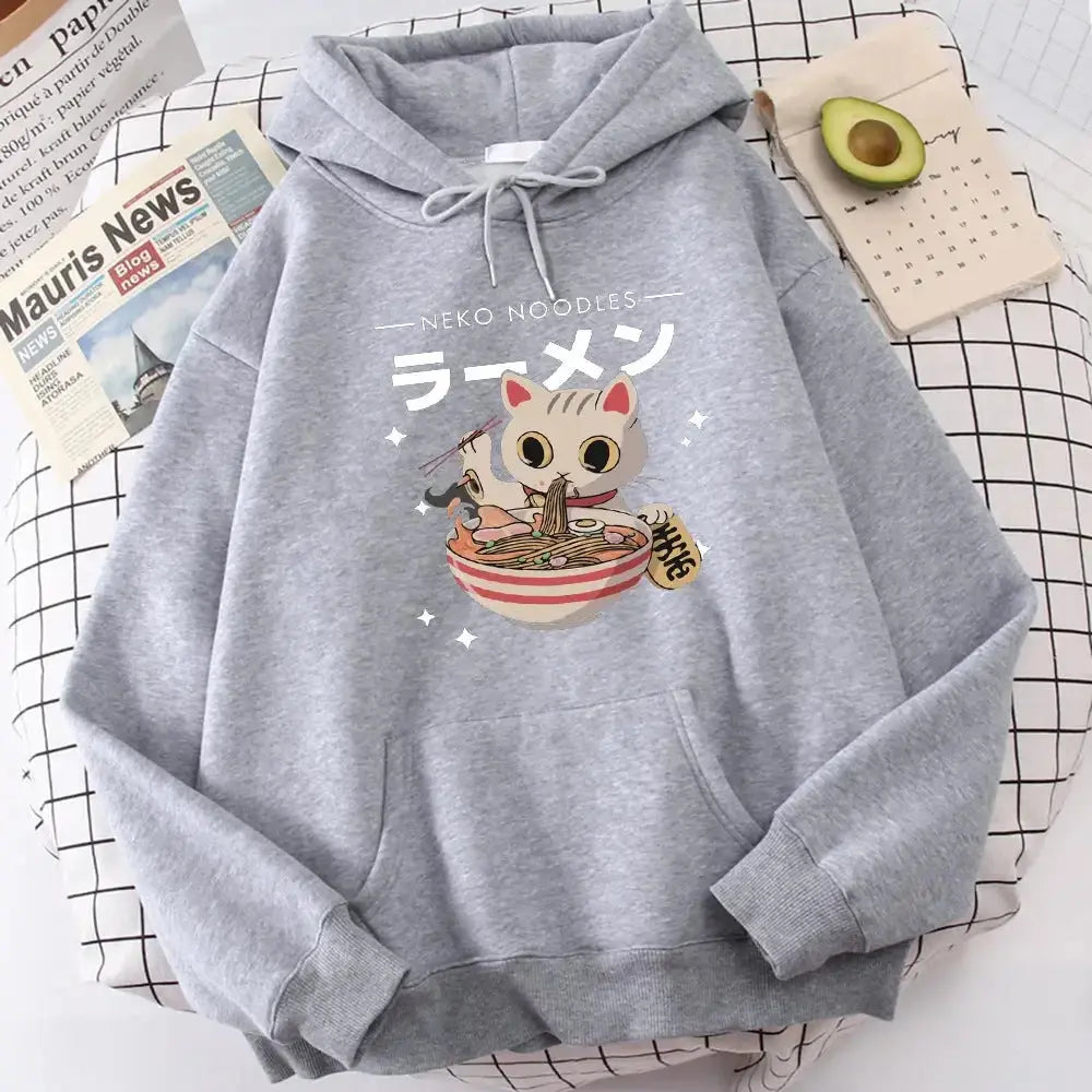 Women’s cozy cat print sweatshirt from Plush Fashion Hub, featuring a retro graphic design and soft crewneck fabric.
