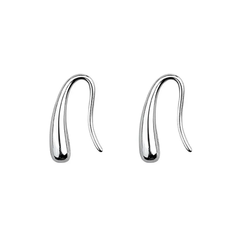 Minimalist lightweight sterling silver drop earrings for women, featuring a simple, elegant design by Plush Fashion Hub.