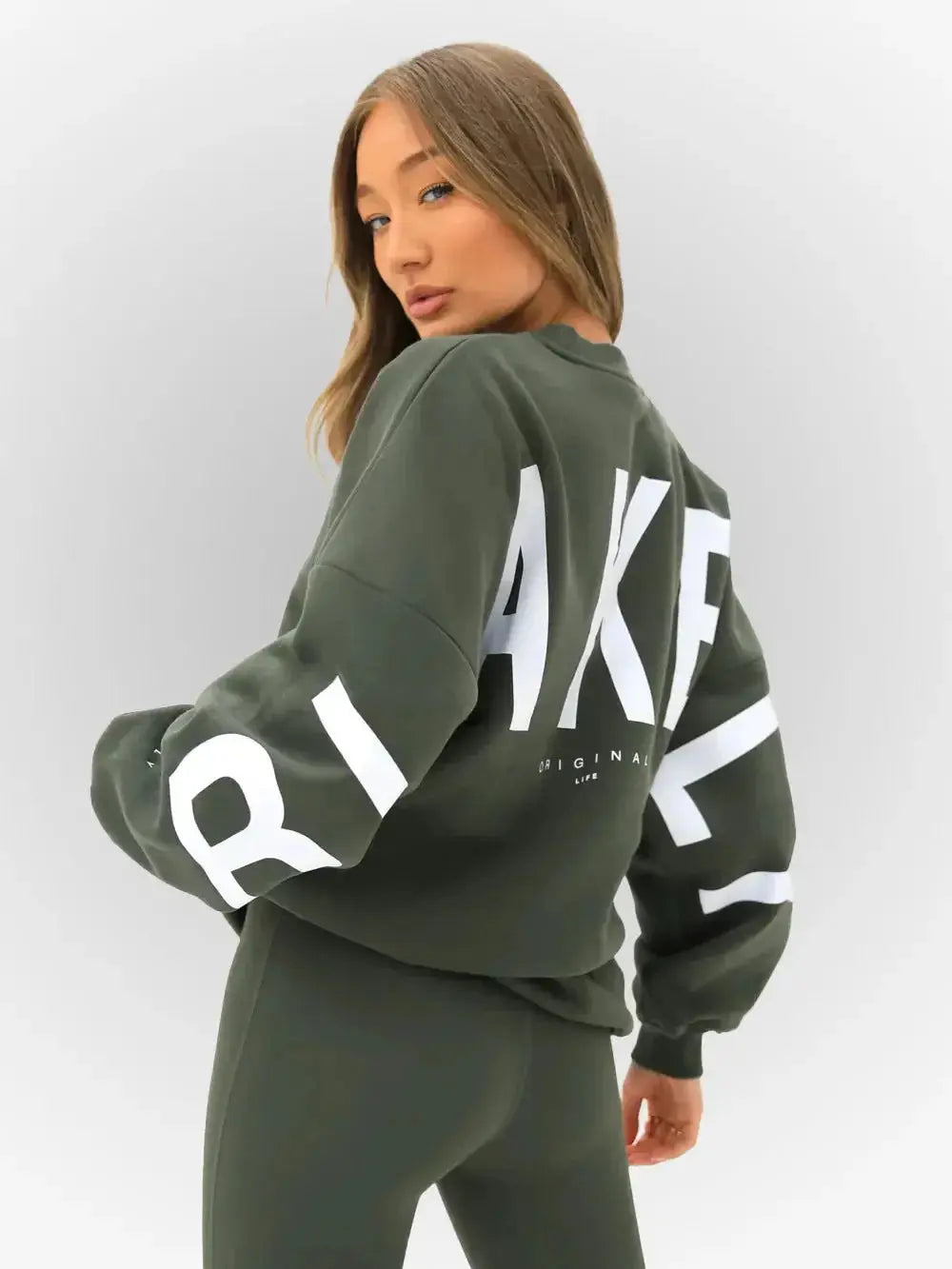Oversized Plush Fashion Hub long sleeve sweatshirt with graphic print, cozy urban pullover, thickened and loose fit.
