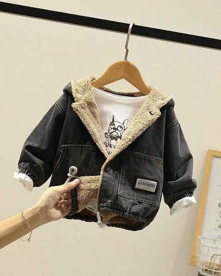 Fashion Simple Boys Thickened Casual Denim Jacket - Plush Fashion Shop #