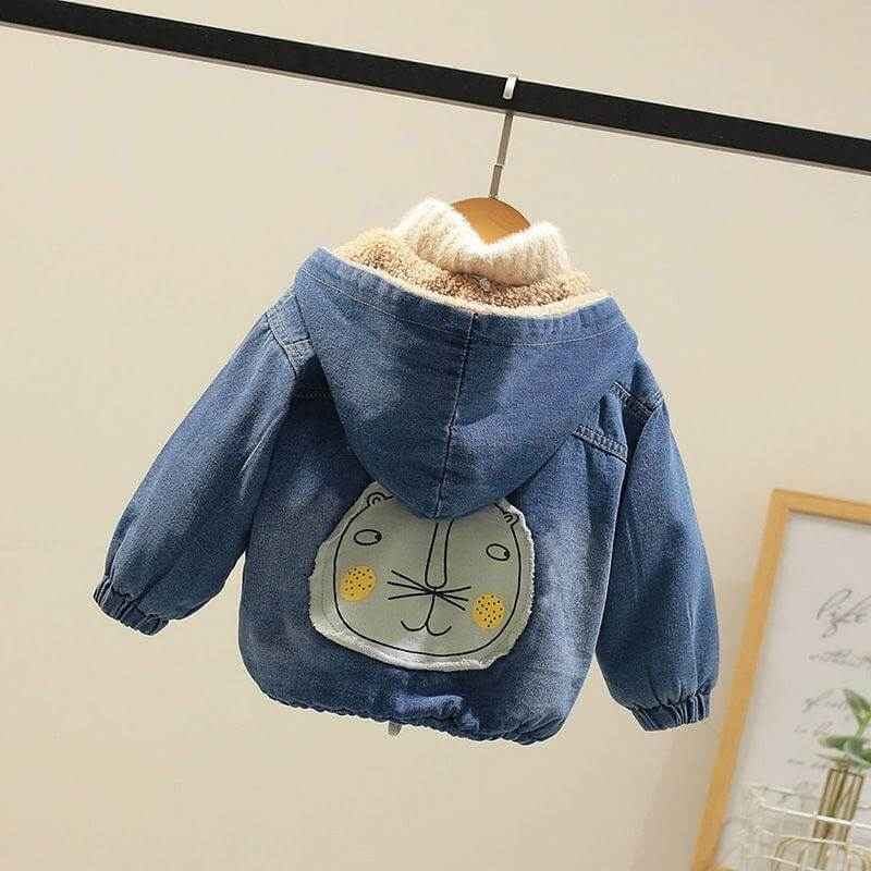 Fashion Simple Boys Thickened Casual Denim Jacket