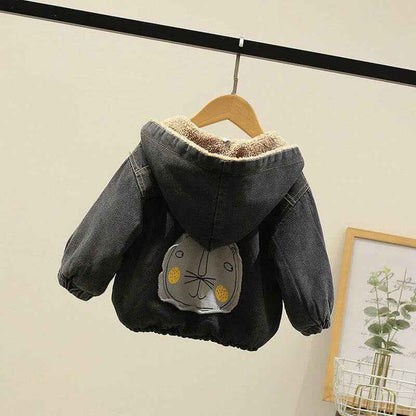 Fashion Simple Boys Thickened Casual Denim Jacket