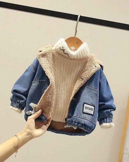 Fashion Simple Boys Thickened Casual Denim Jacket - Plush Fashion Shop #