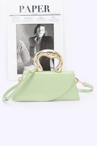 Faux Leather Metal Handle Flap Bag OyeraCharisma