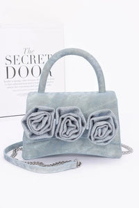 Faux Leather Rhinestone Hot Fix Flower Bag OyeraCharisma