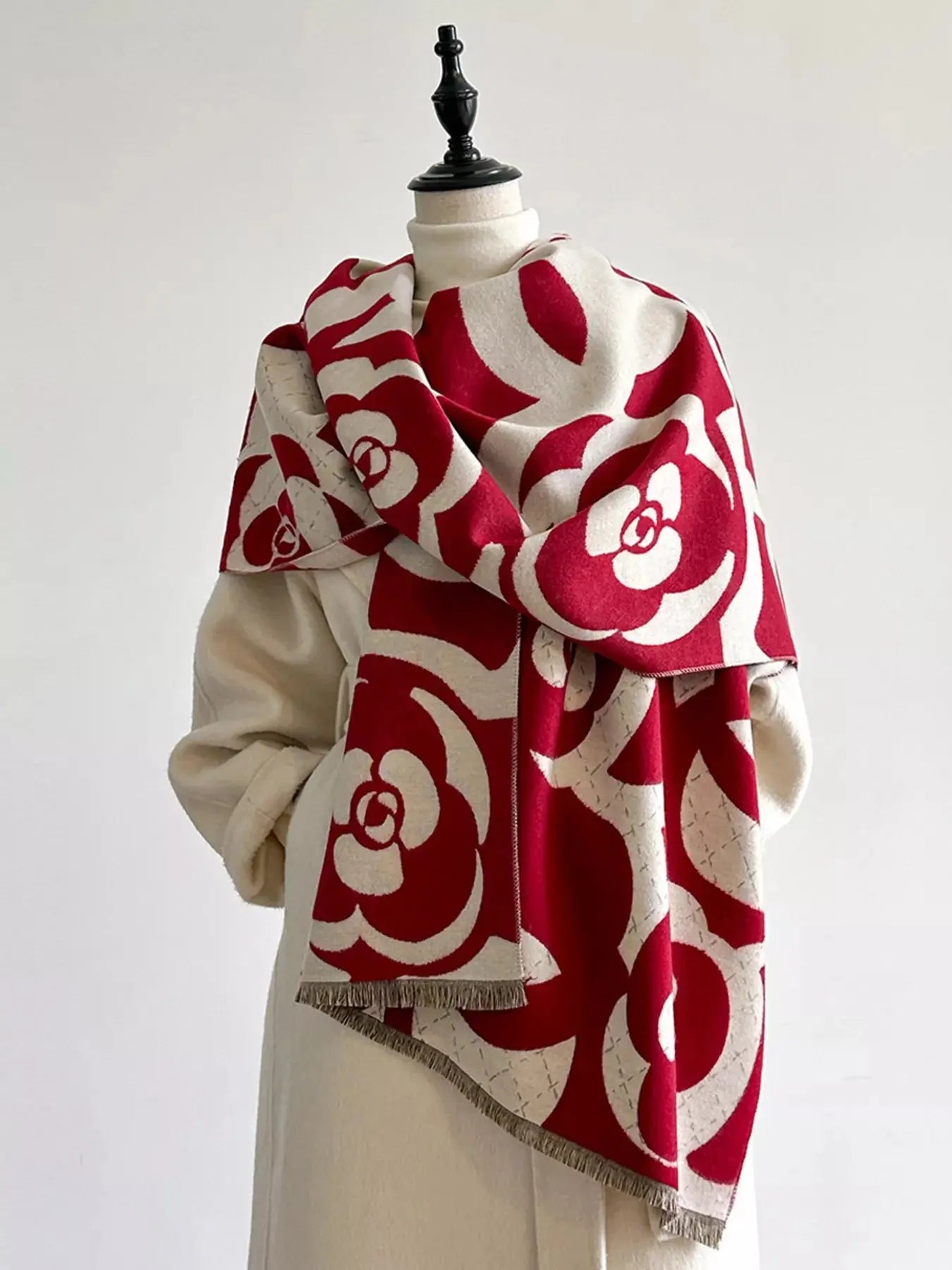 Floral Patterned Warm Scarf - Plush Fashion Hub
