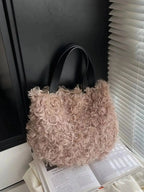 Soft faux fur Fluffy Plush shoulder bag from Trendsi, lightweight handbag with plush texture and stylish design.