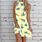 Multicolor sleeveless halter dress for women featuring a vibrant, stylish design, perfect for summer or casual occasions.