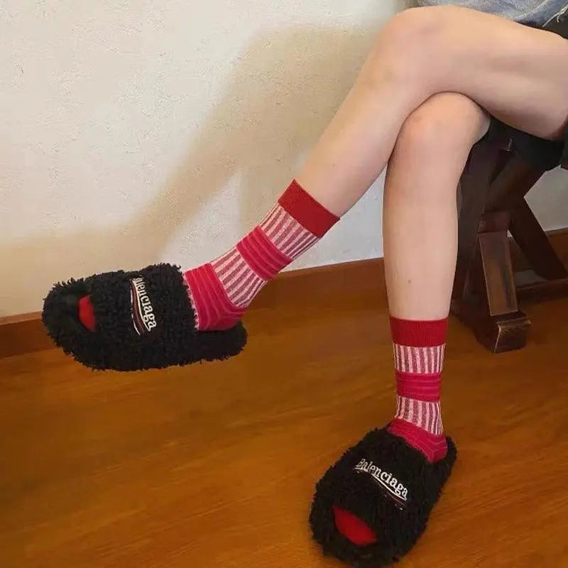 Fold Striped Lantern Cotton Socks PAINEVIDA