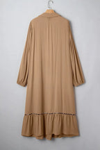 Long plus size maxi dress by Threaded Pear featuring a Frankie accent bracelet detail in a stylish, flowing design.