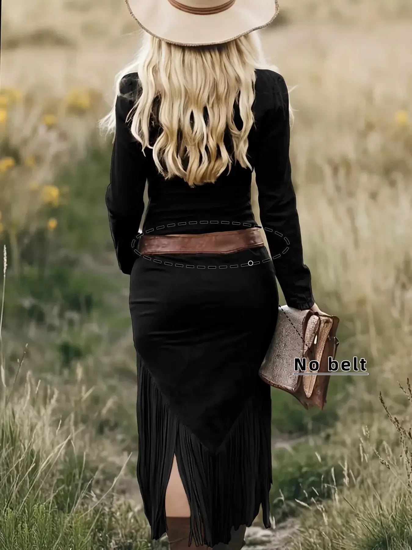 Fringe Zip Front Long Sleeve Dress - Plush Fashion Hub