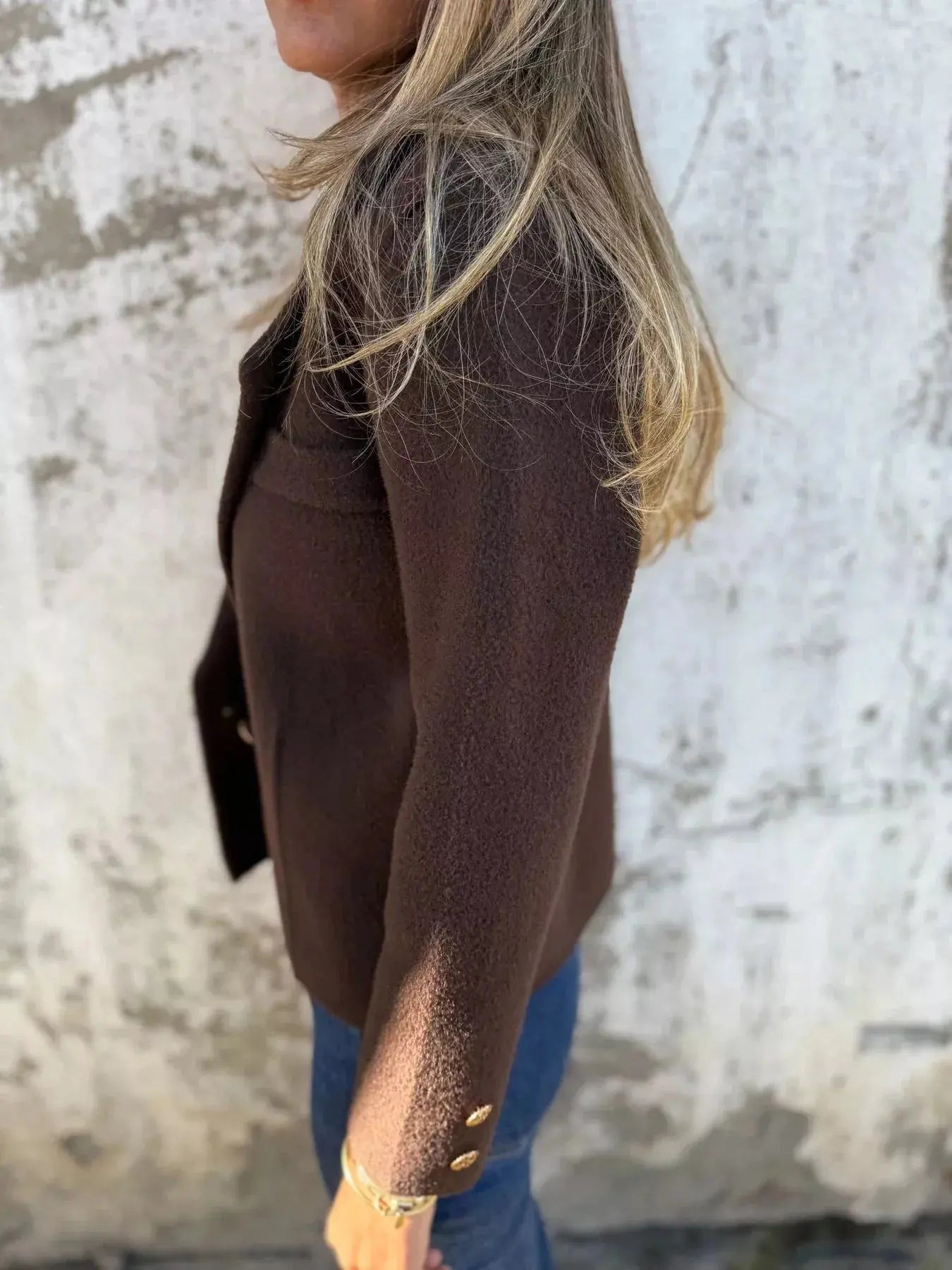 Full Size Double-Breasted Lapel Collar Blazer Plus Size - Plush Fashion Hub