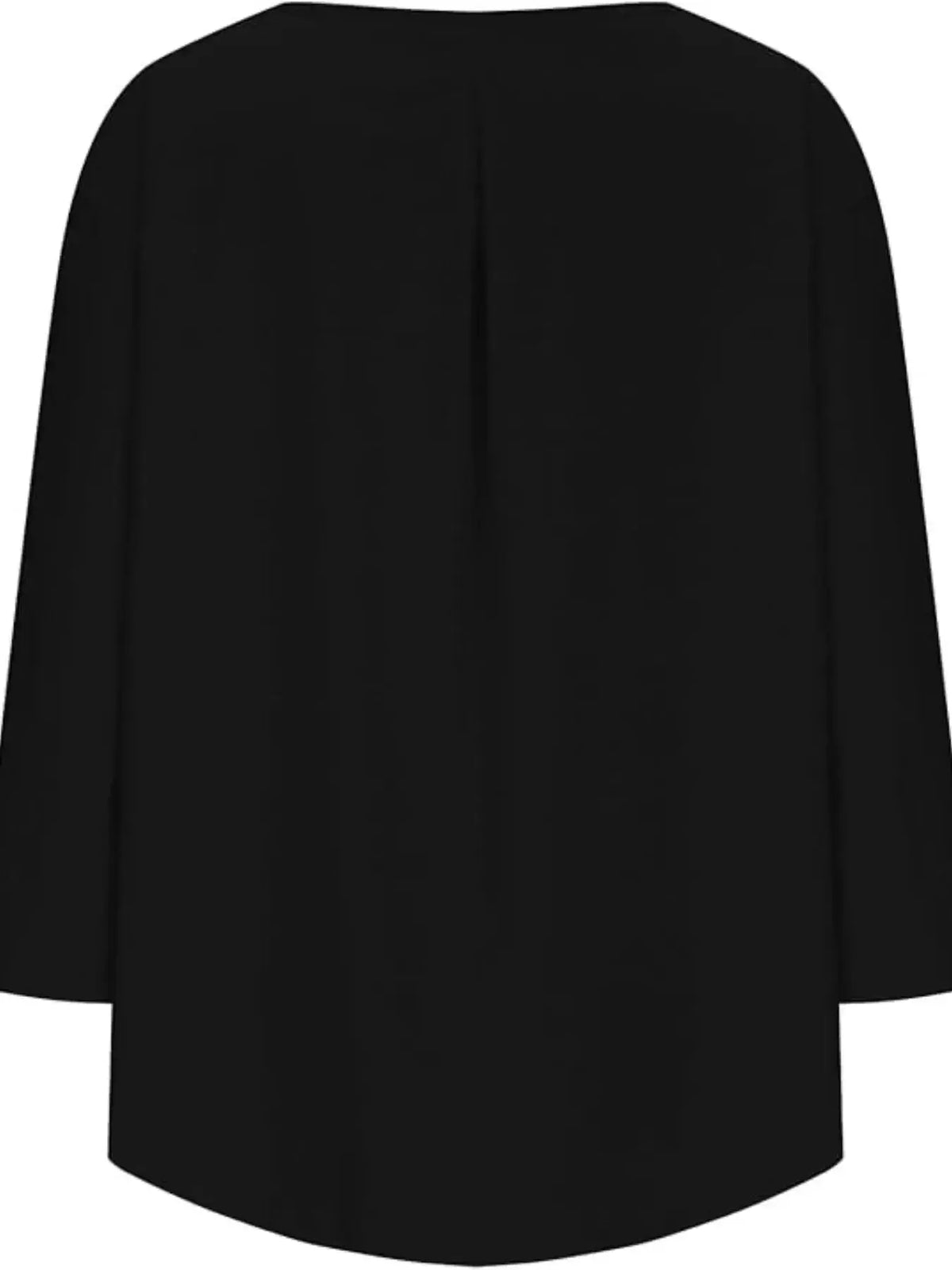Women's relaxed fit round neck casual shirt by Plush Fashion Hub, full-size soft stretch blouse in a comfortable relaxed style.