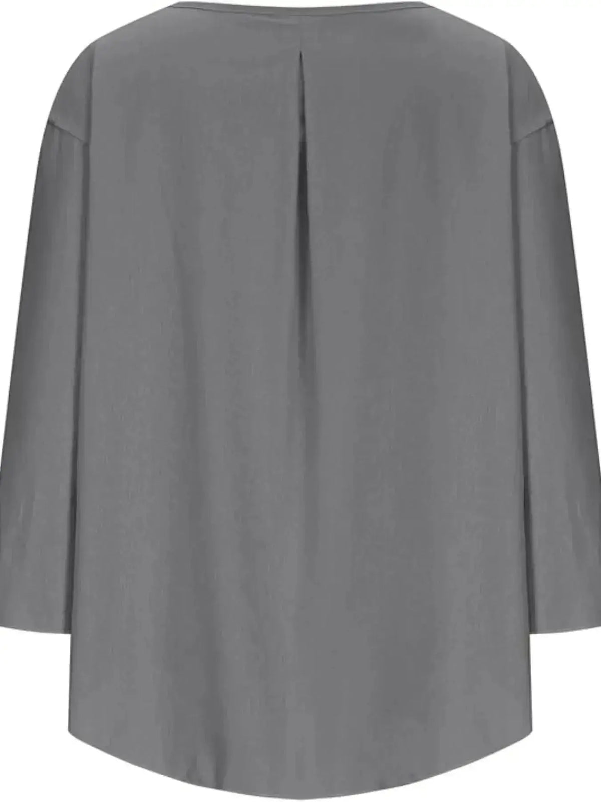 Plus size women's soft stretch relaxed fit round neck casual shirt by Plush Fashion Hub, shown in a full-size blouse image.