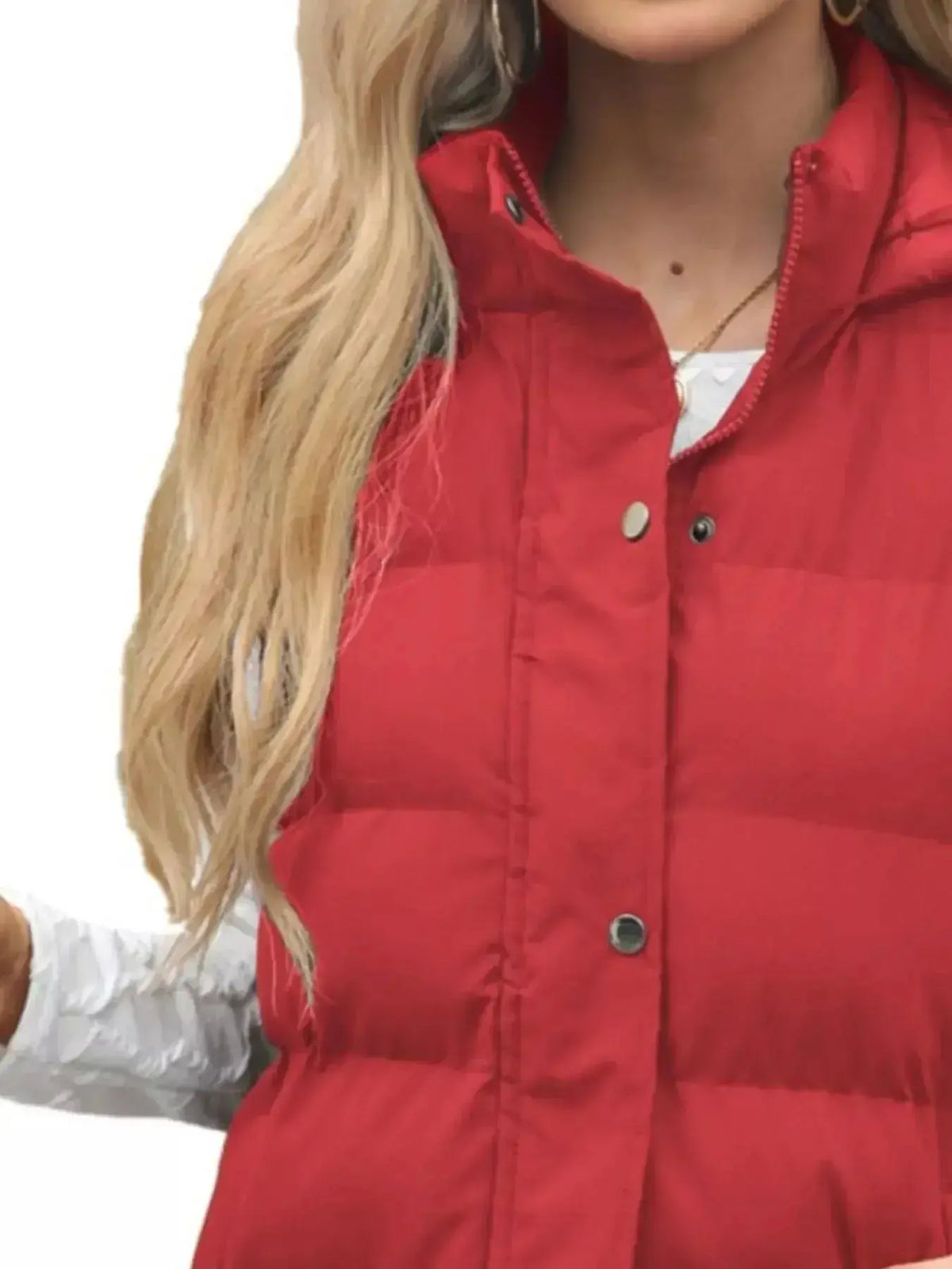 Lightweight women's longline padded hooded vest by Plush Fashion Hub, sleeveless jacket with snap-down front and plush design.