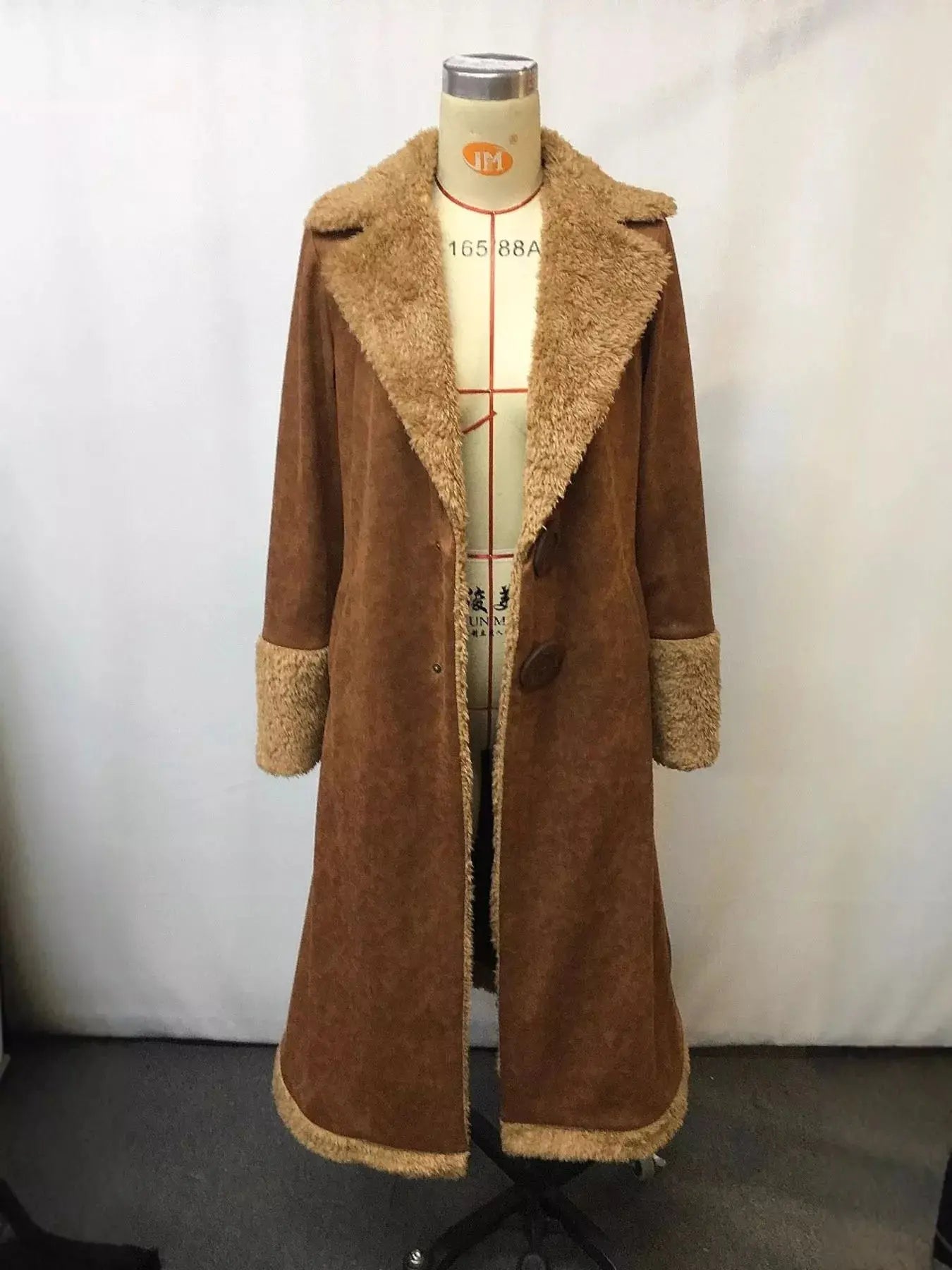 Full Size Vintage Faux Fur Trim Longline Coat Plus Size - Plush Fashion Hub