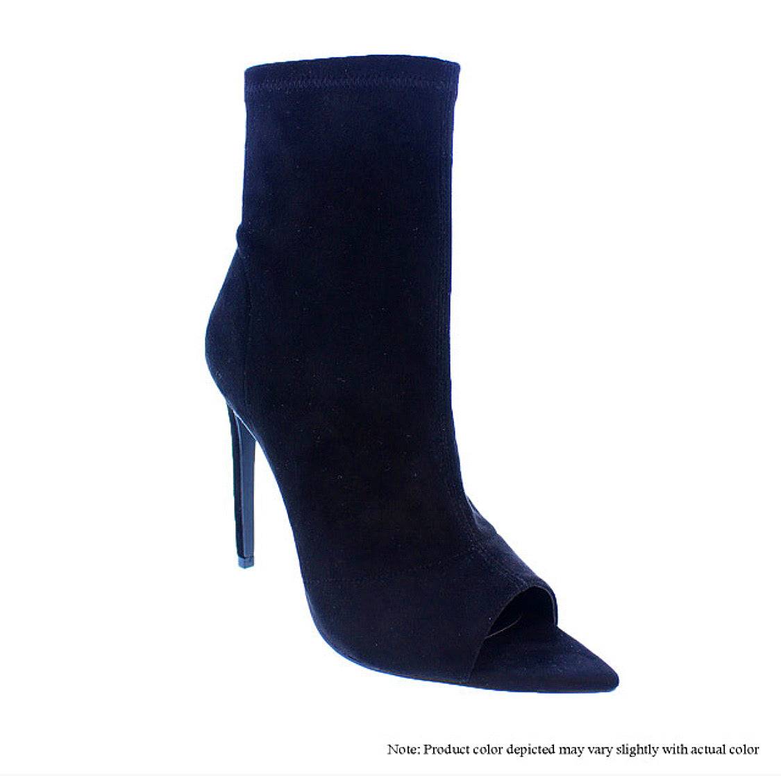 Plush Fashion Hub Lauren Black Ultra Suede Footwear showing a sleek, stylish shoe with a smooth suede finish and modern design.