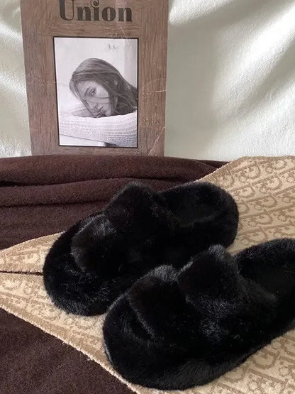 Furry Platform Slippers - Plush Fashion Hub
