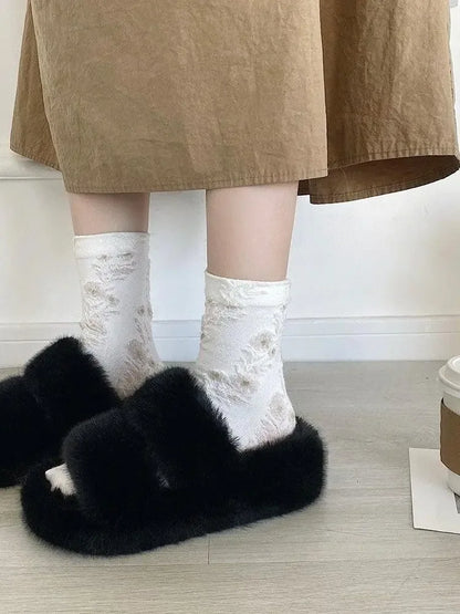 Furry Platform Slippers - Plush Fashion Hub