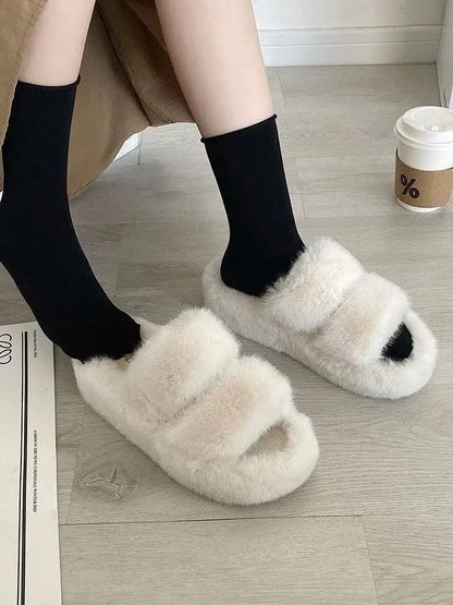 Furry Platform Slippers - Plush Fashion Hub