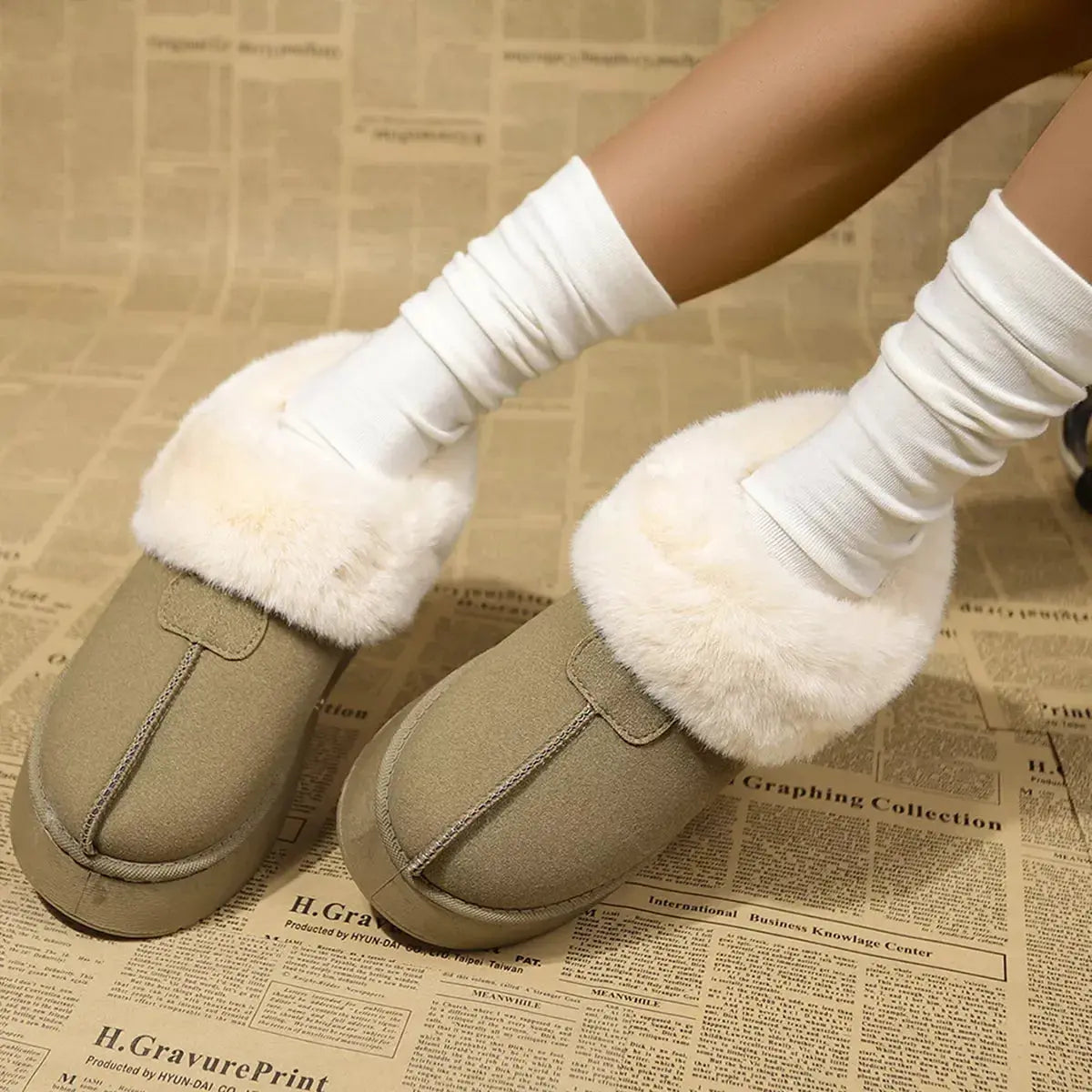 Fuzzy Platform Ankle Boots - Plush Fashion Hub