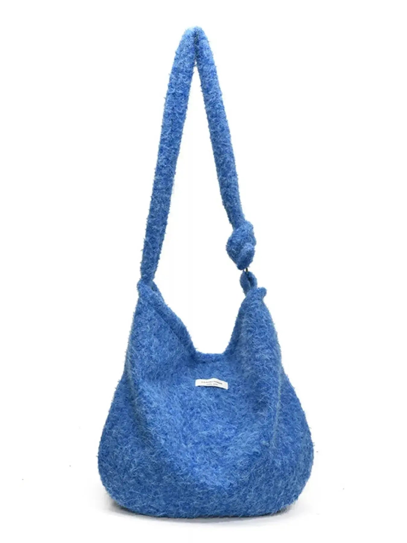 Fuzzy solid color crossbody bag by Plush Fashion Hub with plush texture and sleek design, ideal for casual and stylish looks.