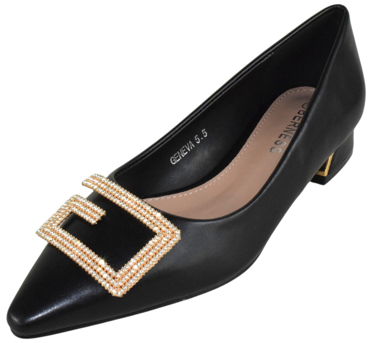 Black Geneva flats by Berness, featuring a sleek design with comfortable slip-on style and minimalistic look.