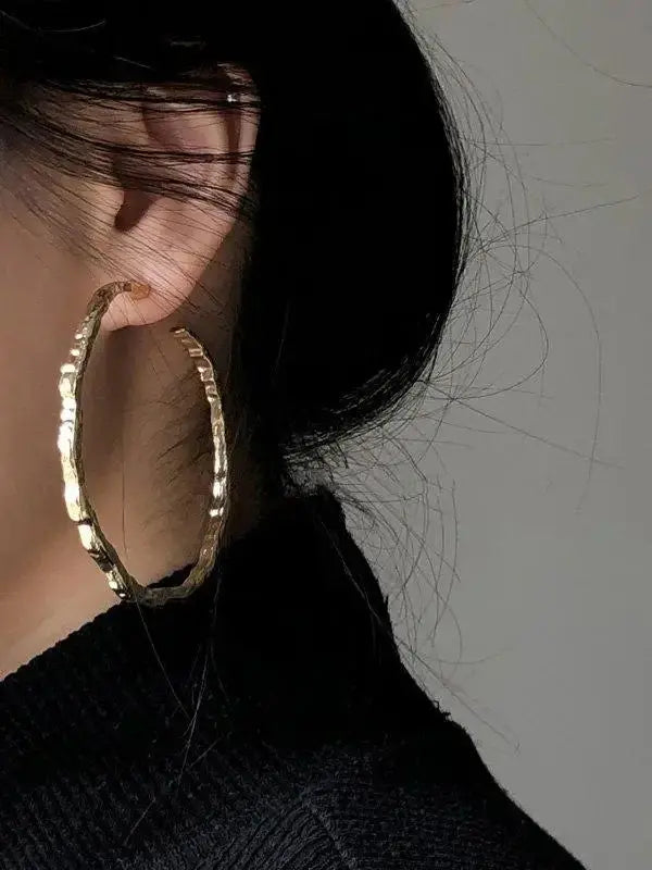 Gold and silver geometric circular earrings with modern minimalist design, made from alloy jewelry by Plush Fashion Hub.