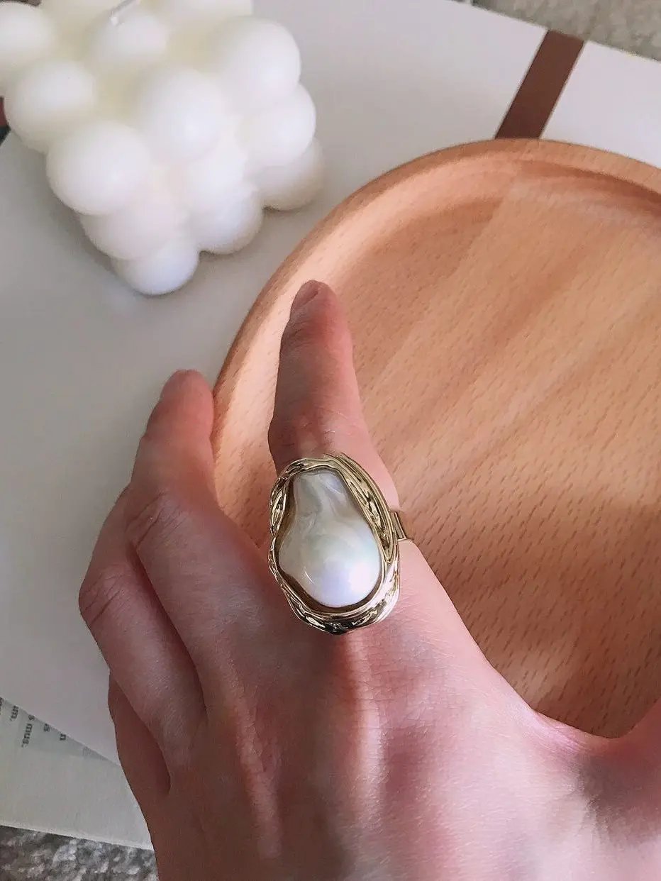 Geometric Irregular Pearl Ring Plush Fashion Hub