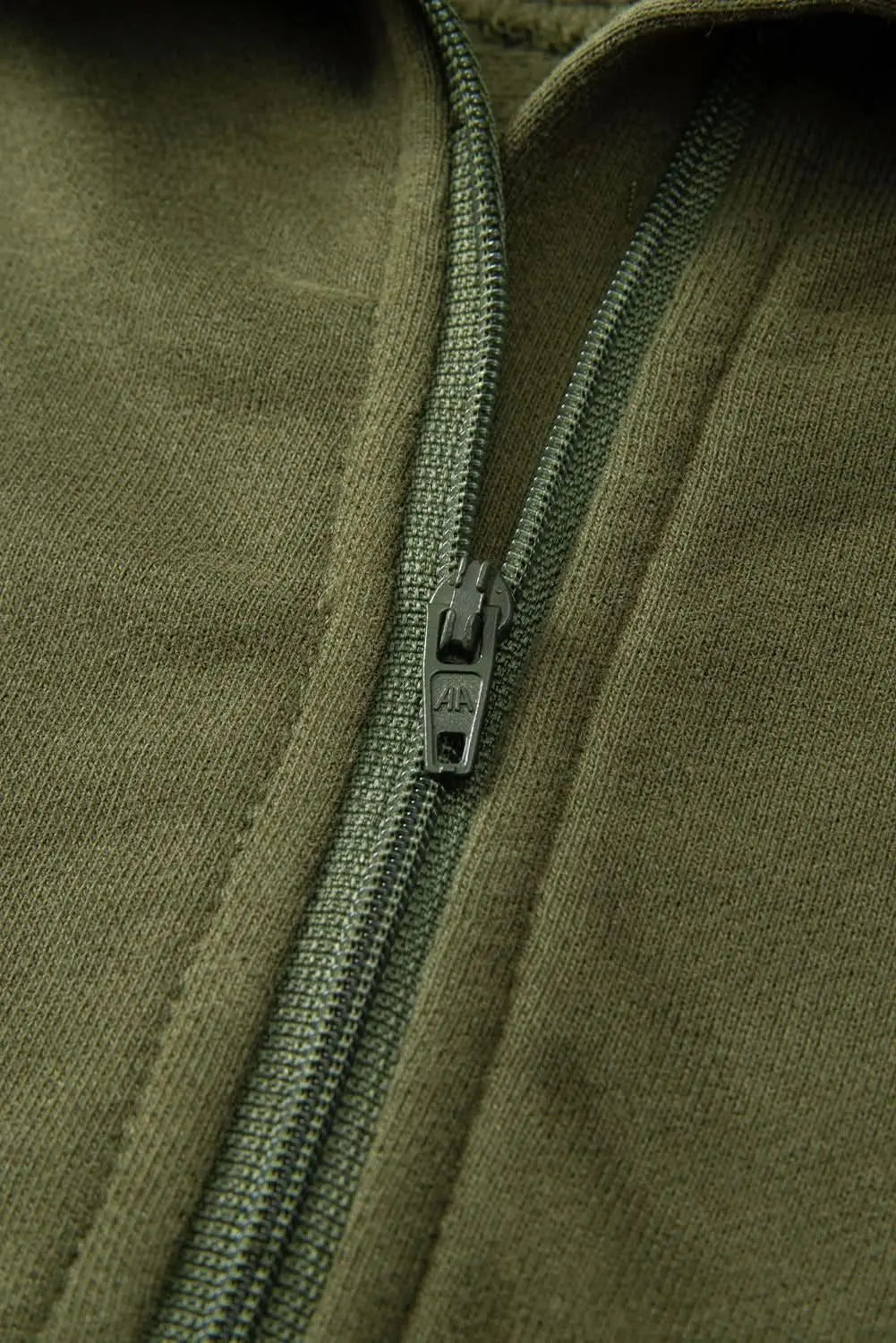 Green ribbed zip stand-collar sweatshirt for women with thumbhole sleeves from Plush Fashion Hub.