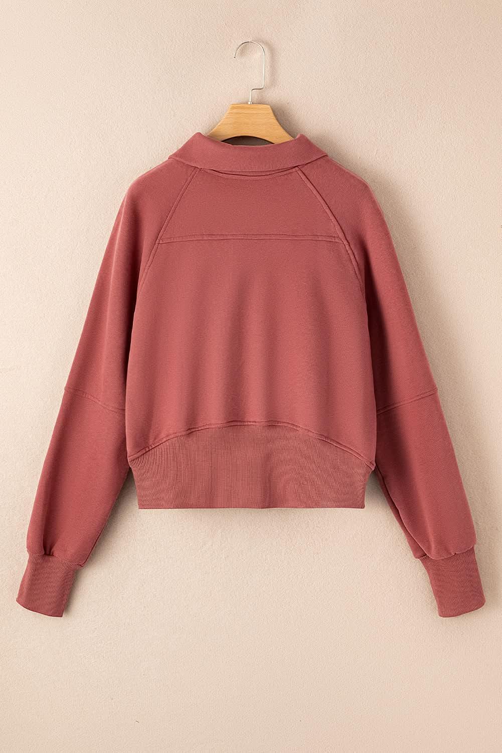 Women's green ribbed zip-up sweatshirt with stand collar and thumbhole sleeves by Plush Fashion Hub