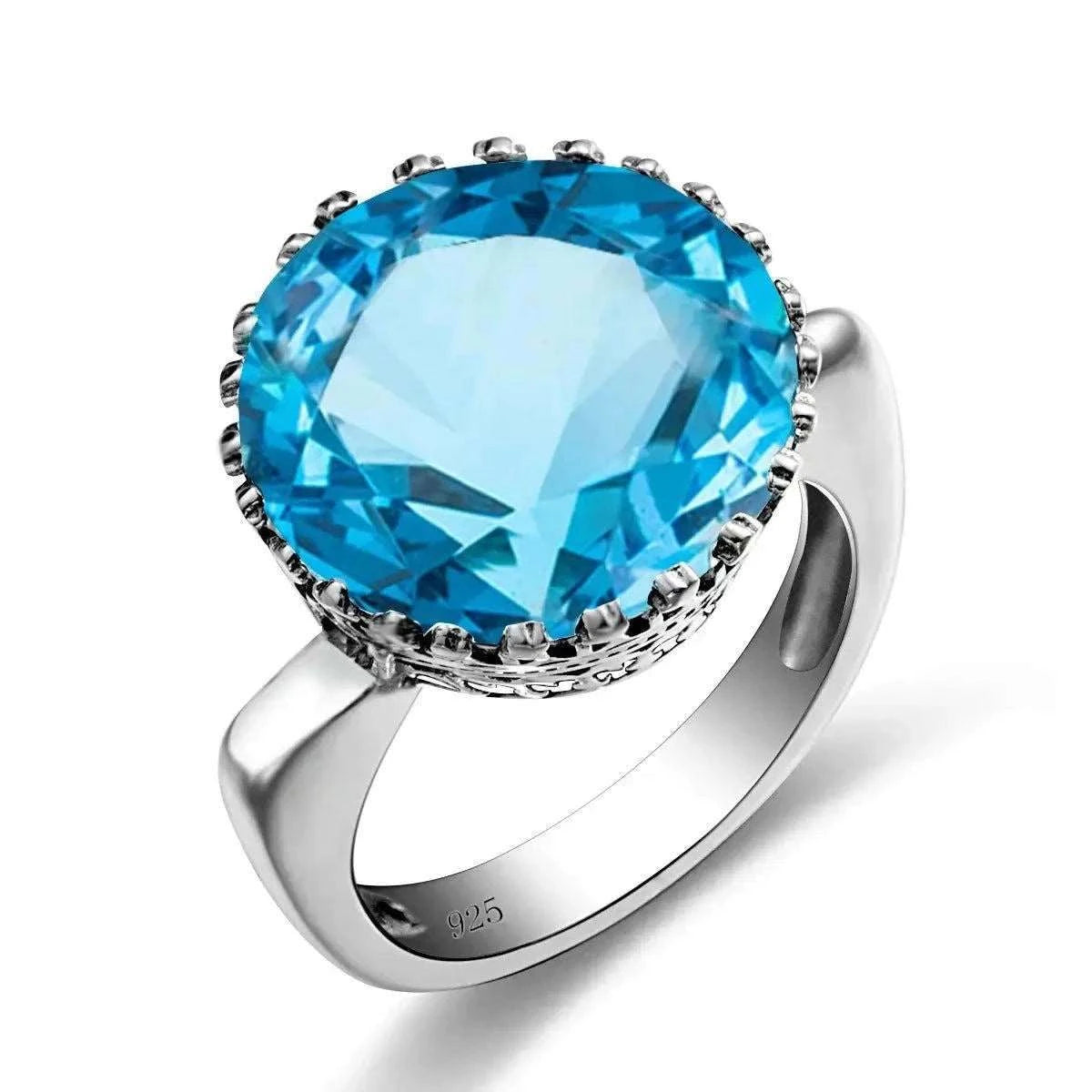 925 Sterling Silver 15ct Round Created Aquamarine Ring For WomenIndulge in elegance with this breathtaking 925 sterling silver ring featuring a stunning 15ct round created aquamarine. The perfect accessory for any occasion, this RingPlush Fashions ShopPlush Fashion Shop