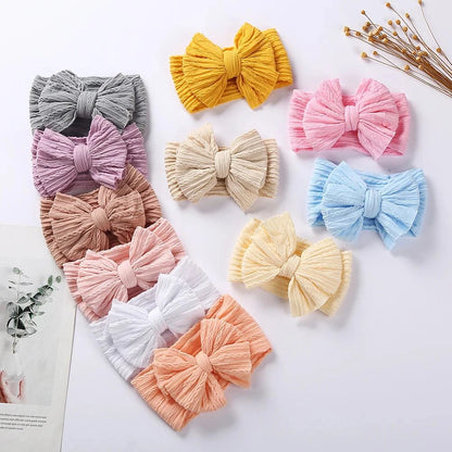 Newborn Solid Cable Baby Bow Headband for Child - Plush Fashions Shop 