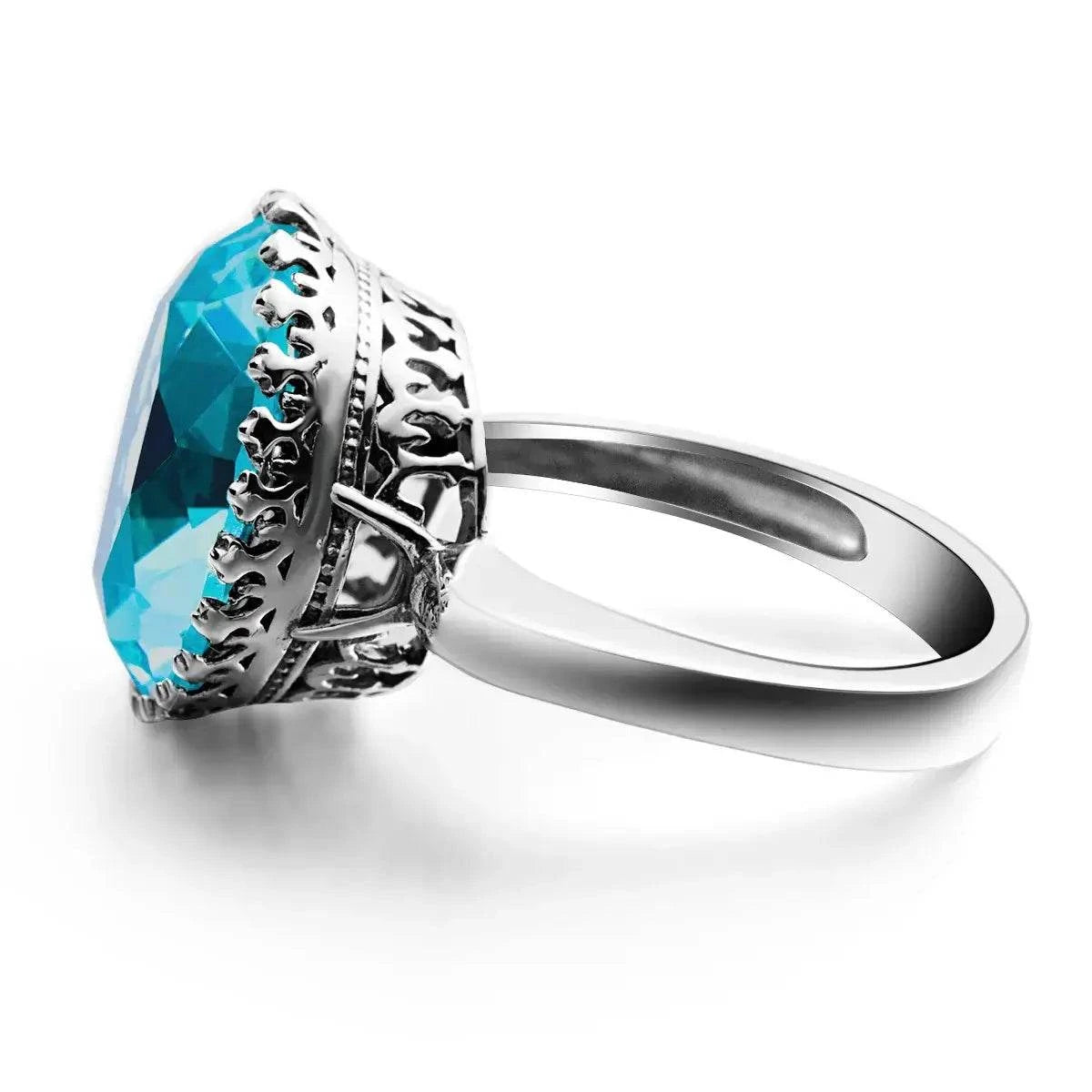 925 Sterling Silver 15ct Round Created Aquamarine Ring For WomenIndulge in elegance with this breathtaking 925 sterling silver ring featuring a stunning 15ct round created aquamarine. The perfect accessory for any occasion, this RingPlush Fashions ShopPlush Fashion Shop