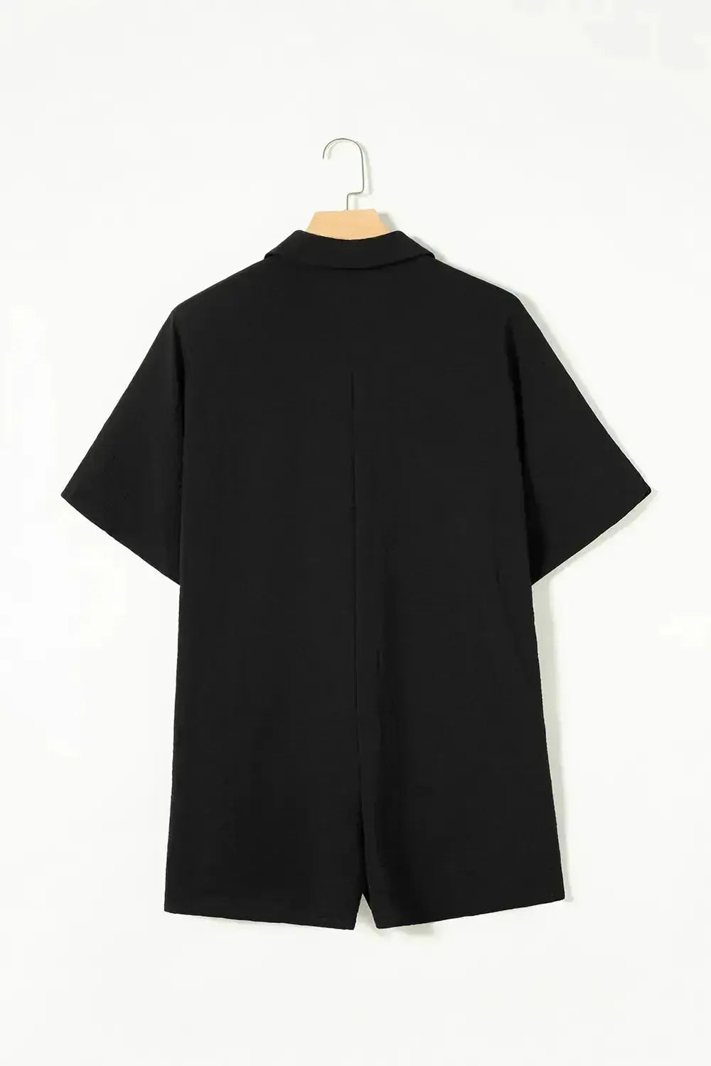 Lightweight women's shirt dress by Plush Fashion Hub featuring a half-button collar and casual romper style.