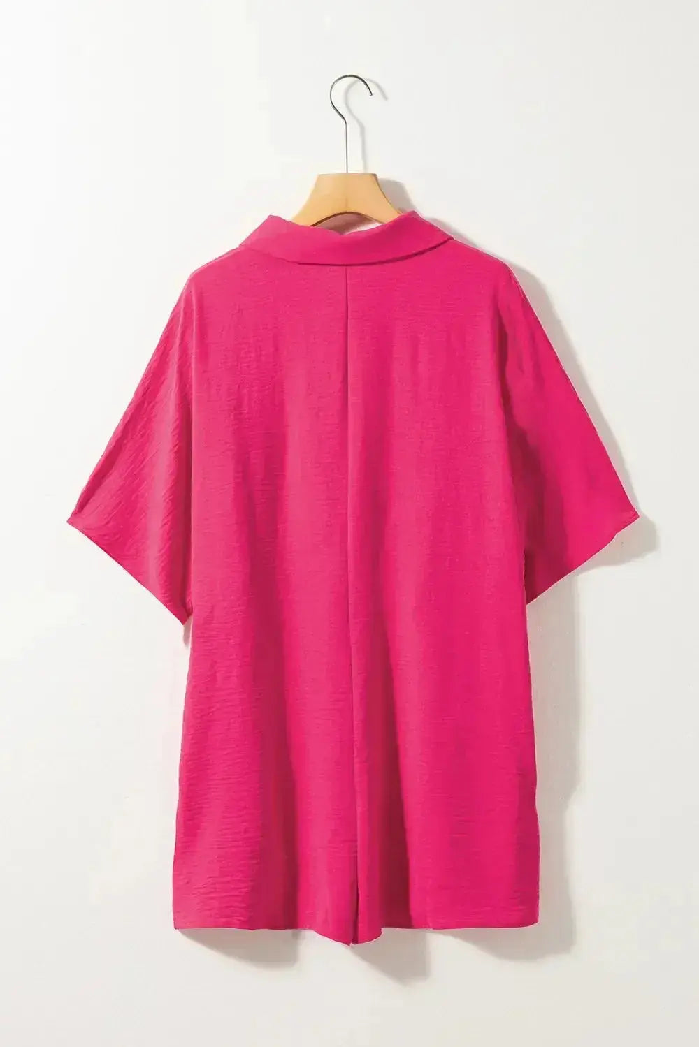 Women's lightweight shirt dress romper with half-button collar and short sleeves, stylish and comfortable from Plush Fashion Hub.