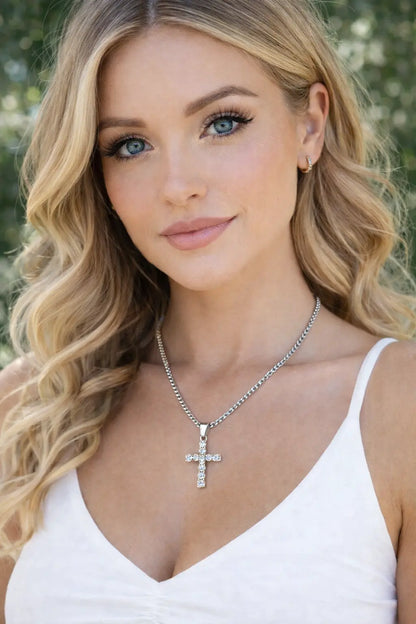 He is Risen cz Cross necklace Pretty Little Patriot