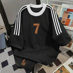 Men's heavyweight vintage cotton short sleeve 2-piece streetwear set by Plush Fashion Hub, featuring a casual and comfortable design.